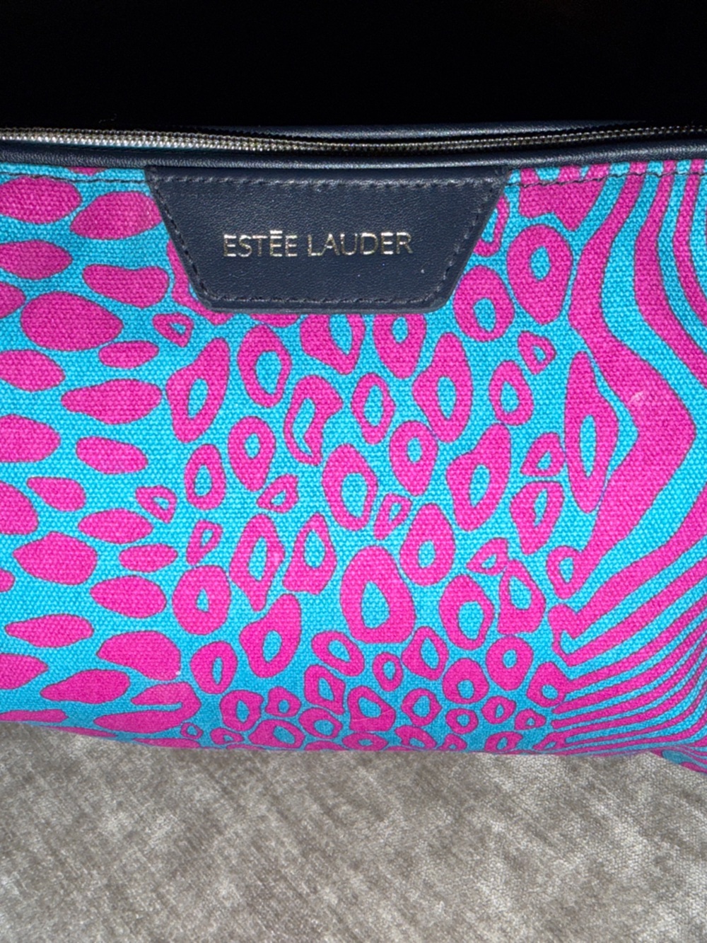 Estee Lauder Teal & Purple Patterned Cosmetic Pouch